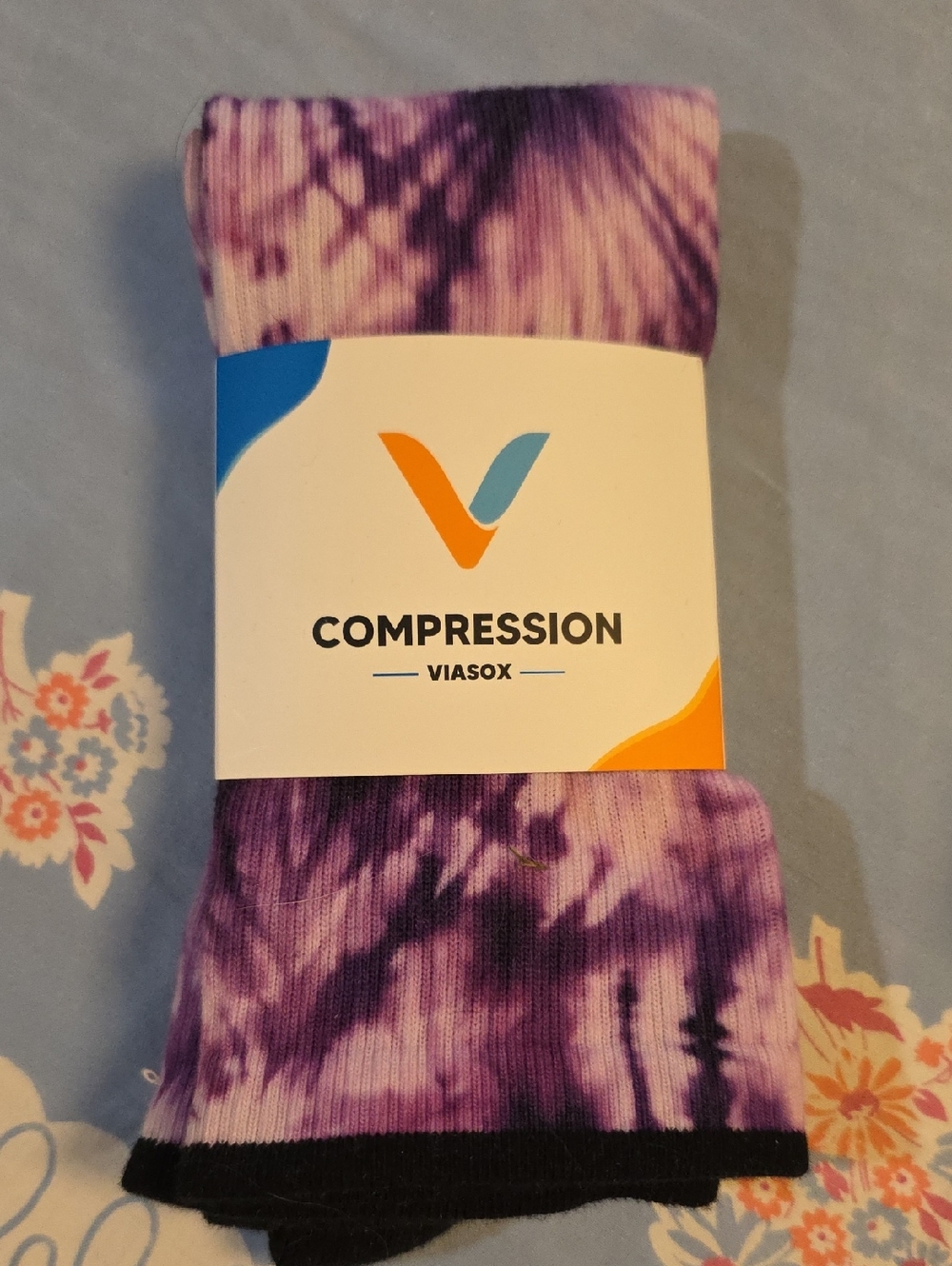 Womens Purple Tie-Dye Compression Athletic Socks
